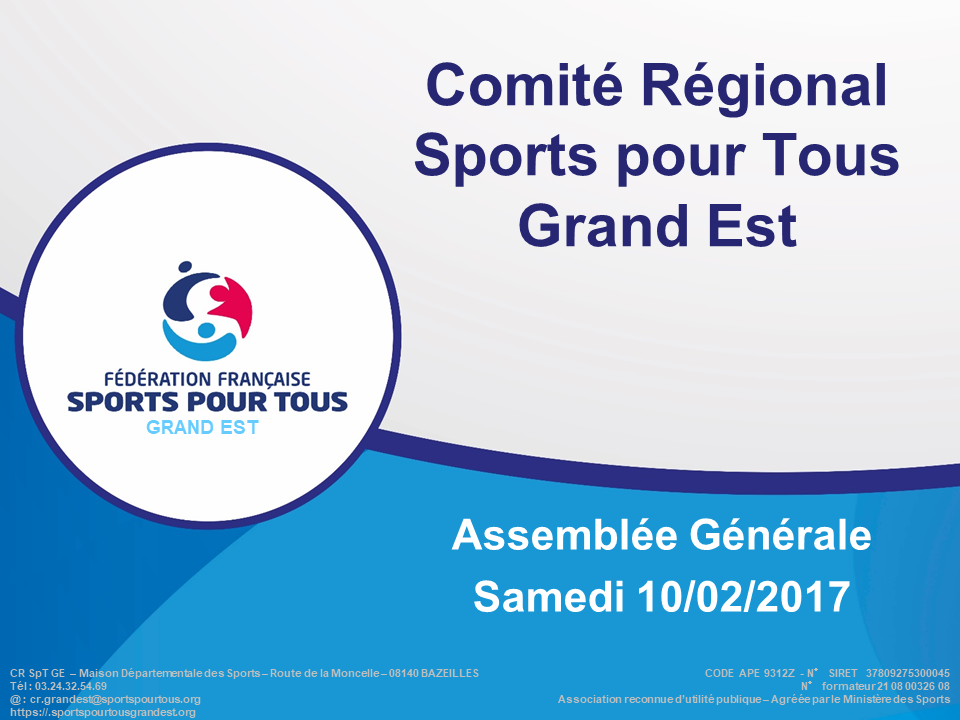 1ère Assemblée Générale du Comité Régional Sports pour Tous Grand Est